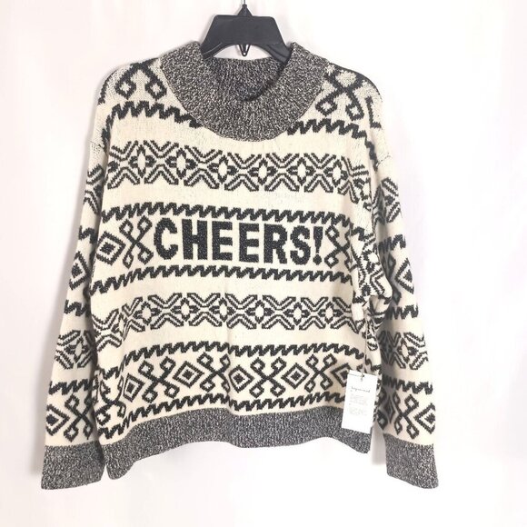 A New Day CHEERS Fuzzy Cashmere Like Sweater XL NWT Soft Cozy Gift Ready - Picture 2 of 5